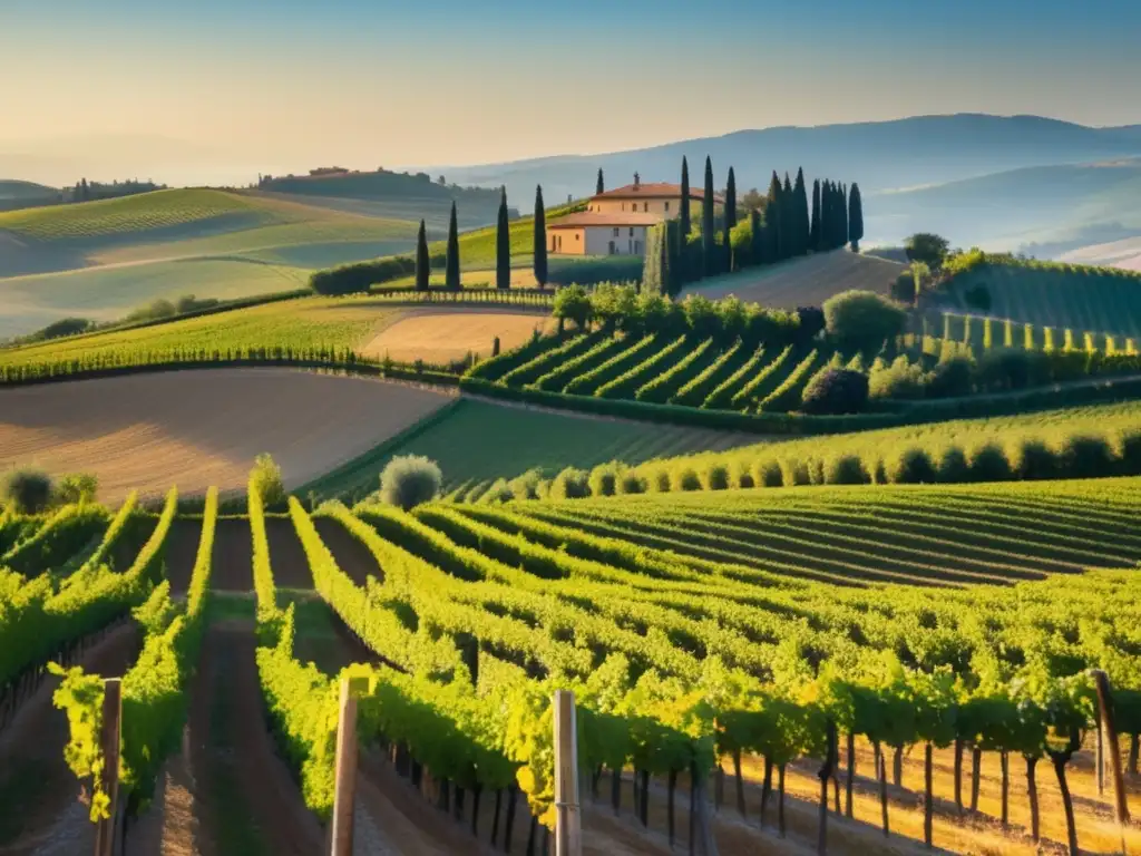 Paisaje icónico de las mejores regiones vinícolas emblemáticas en Toscana, Italia