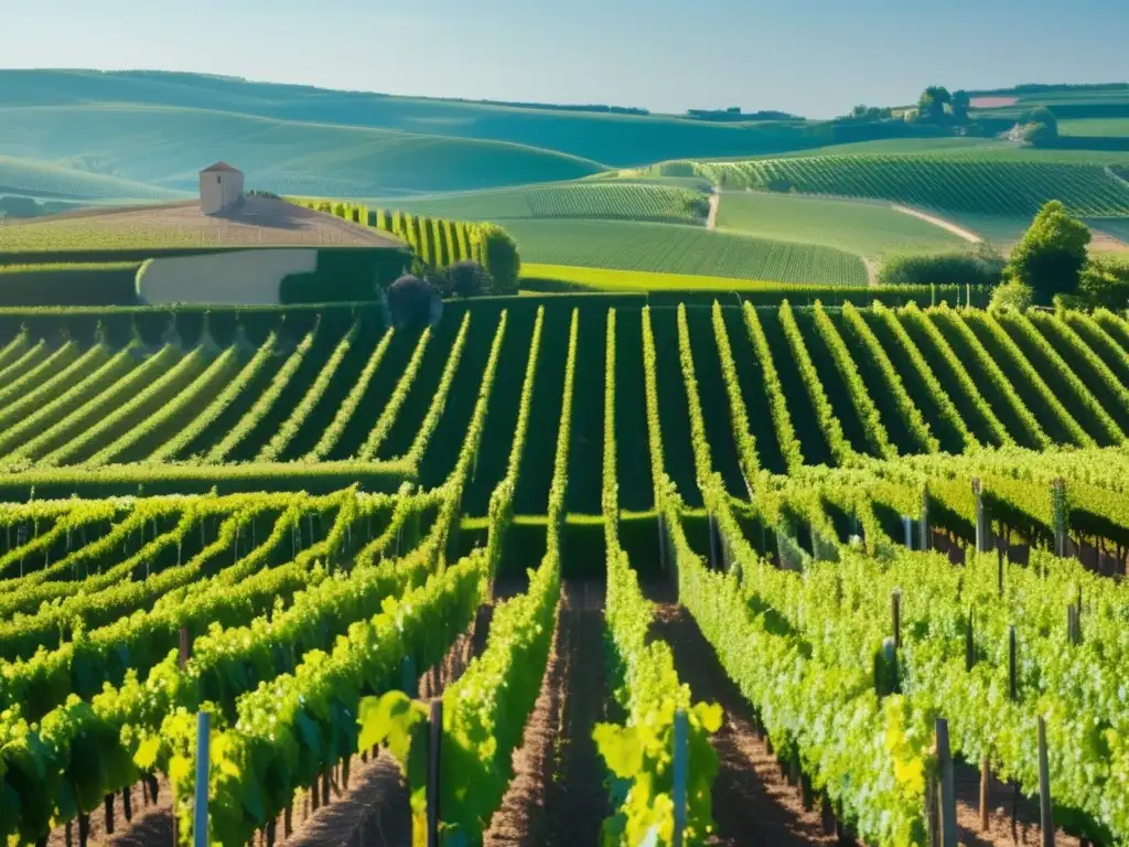 Hermoso viñedo en Champagne, día soleado Paisaje impresionante de viñedos en la región de Champagne en un día soleado