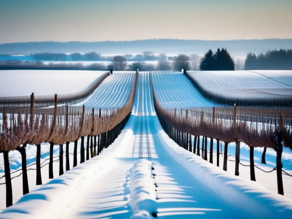 Paisaje invernal de un viñedo en Canadá para el Icewine Festival: elegancia y tranquilidad