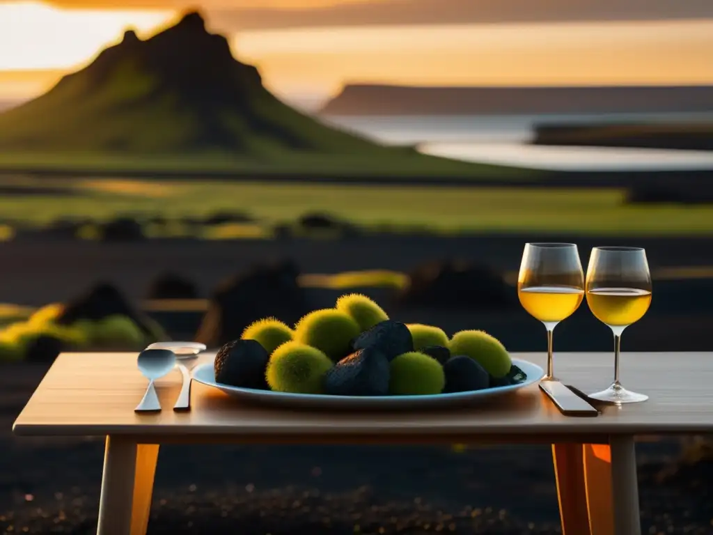 Paisaje sereno de Islandia con vinos para maridar cocina islandesa