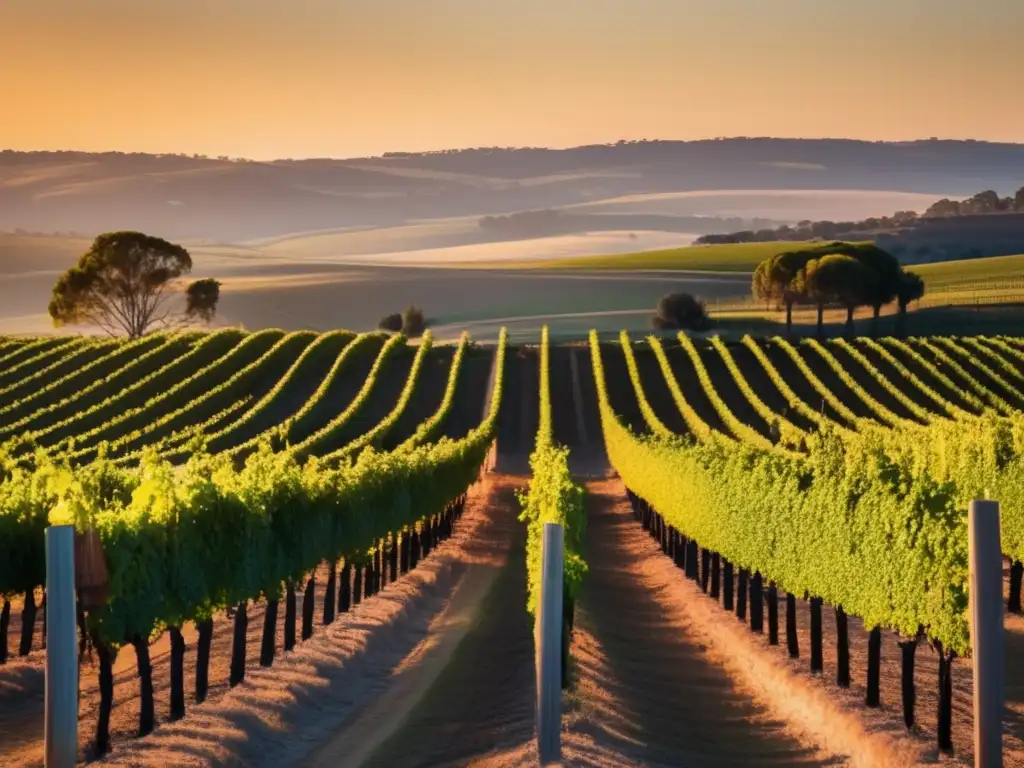 Paisaje tranquilo del Barossa Valley al atardecer