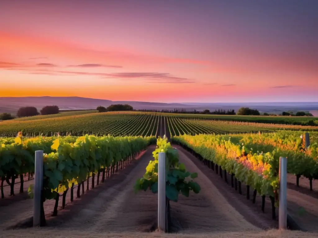 Paisaje de viñedo al atardecer - Cambio climático en regiones vinícolas