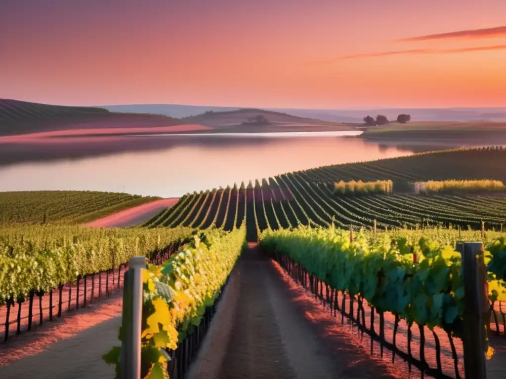 Paisaje de viñedo al atardecer - Cambio climático y territorios vinícolas