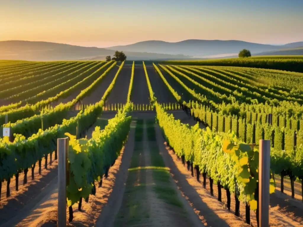 Paisaje de viñedo al atardecer - Economía circular en la industria del vino