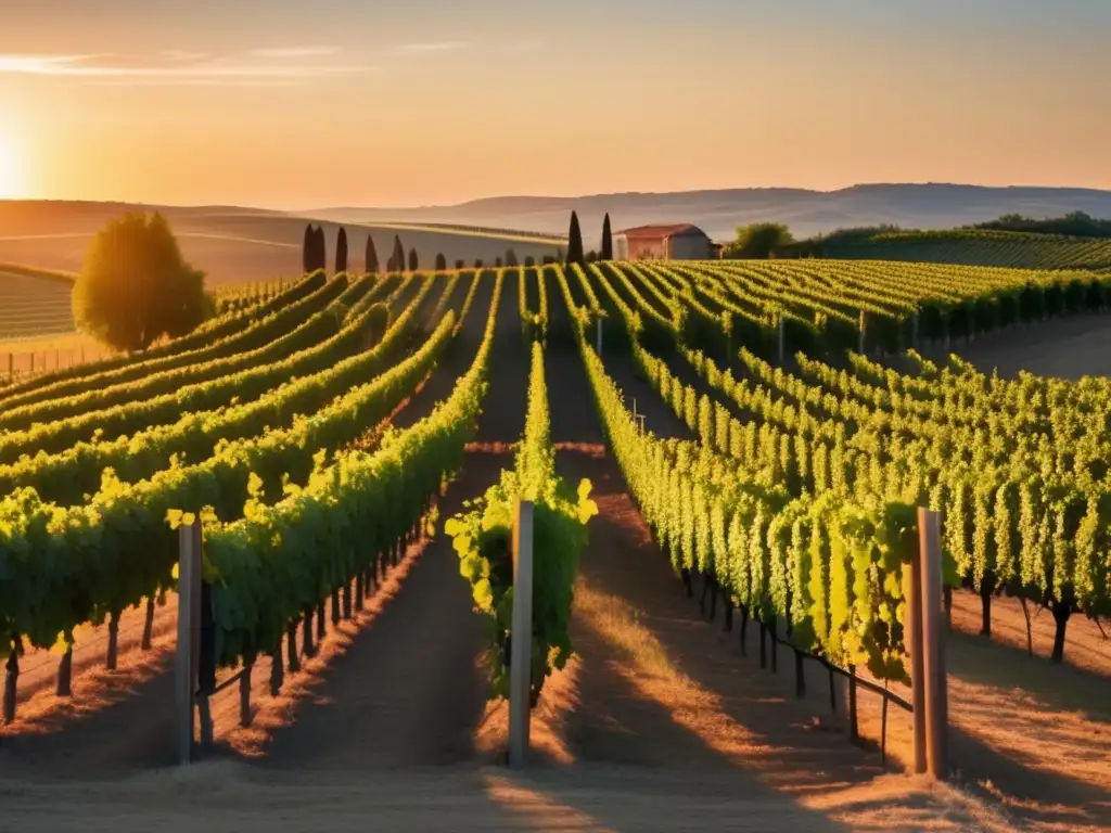 Paisaje de viñedo al atardecer: Importancia de la viticultura de precisión