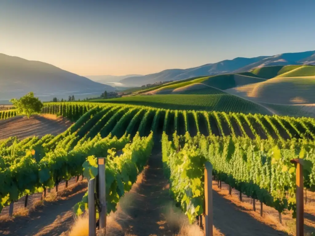 Paisaje de viñedo sereno en el Valle de Okanagan, Canadá