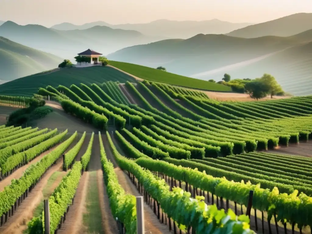 Paisaje de viñedo tranquilo en destino inusual de Asia o África