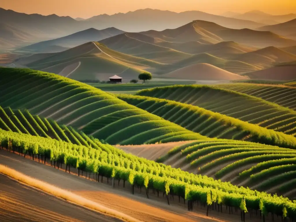 Paisaje de viñedos en ascenso de China: belleza y significado del mundo del vino