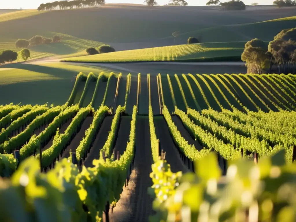 Paisaje de viñedos en Australia al atardecer