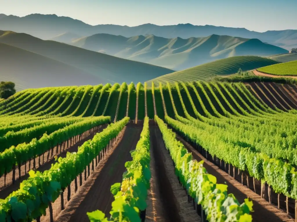 Paisaje de viñedos ecológicos en América del Sur