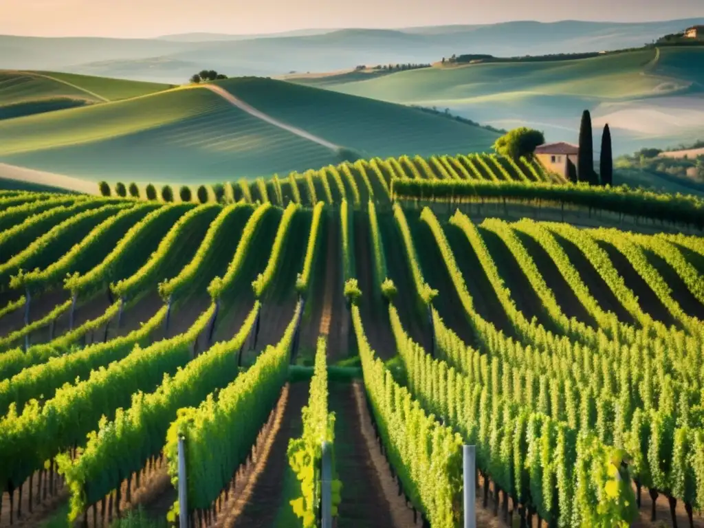 Paisaje de viñedos en Toscana, Italia