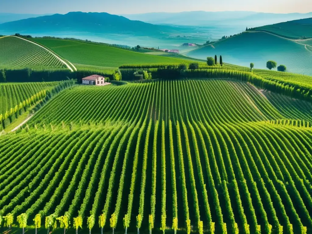 Paisaje de viñedos de Veneto y FriuliVenezia Giulia, cultivando cuidadosamente uvas para Prosecco