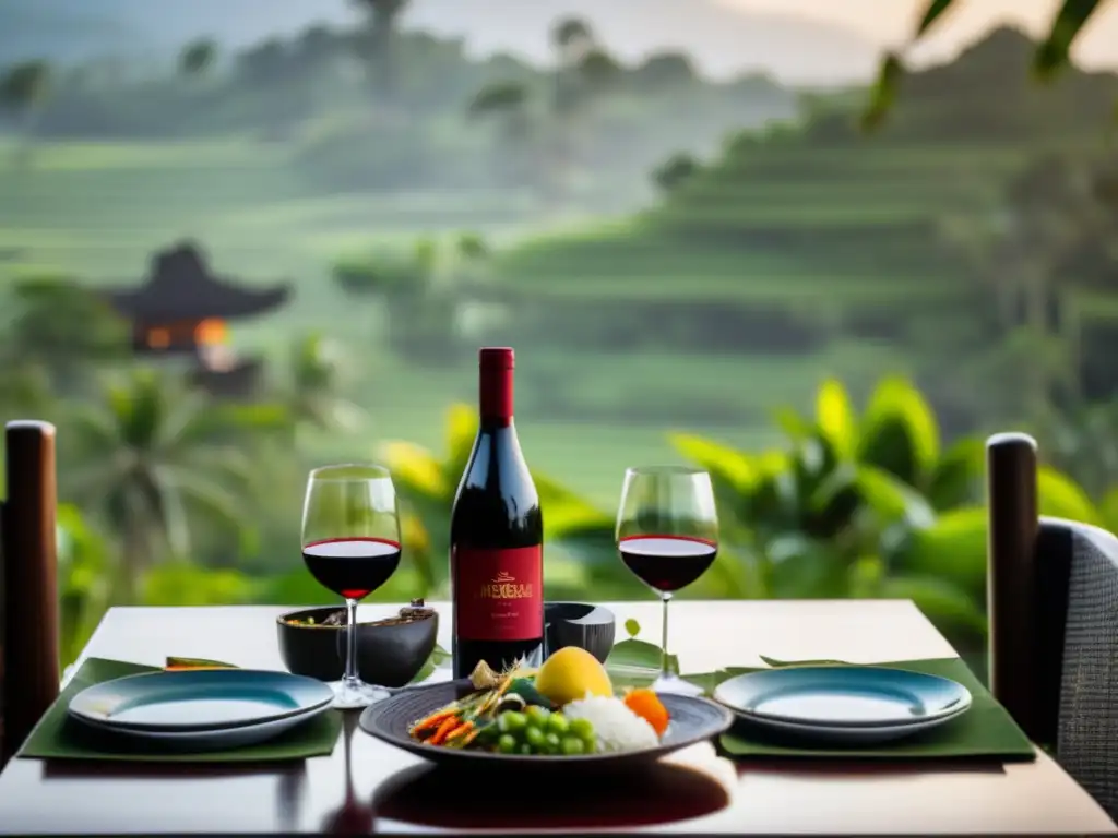 Par ideal para cocina balinesa en terraza con vista a paisaje exuberante