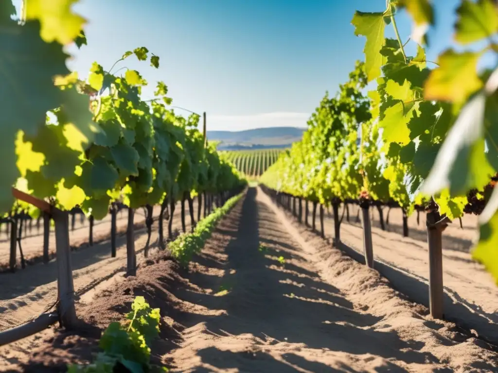 Pasos para iniciar una bodega de vino orgánico: viñedo sereno y elegante bajo el cielo azul