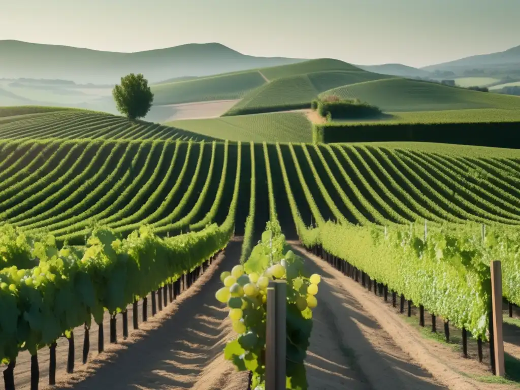 Películas en viñedos y vinos: paisaje minimalista de viñedo exquisito en 8k