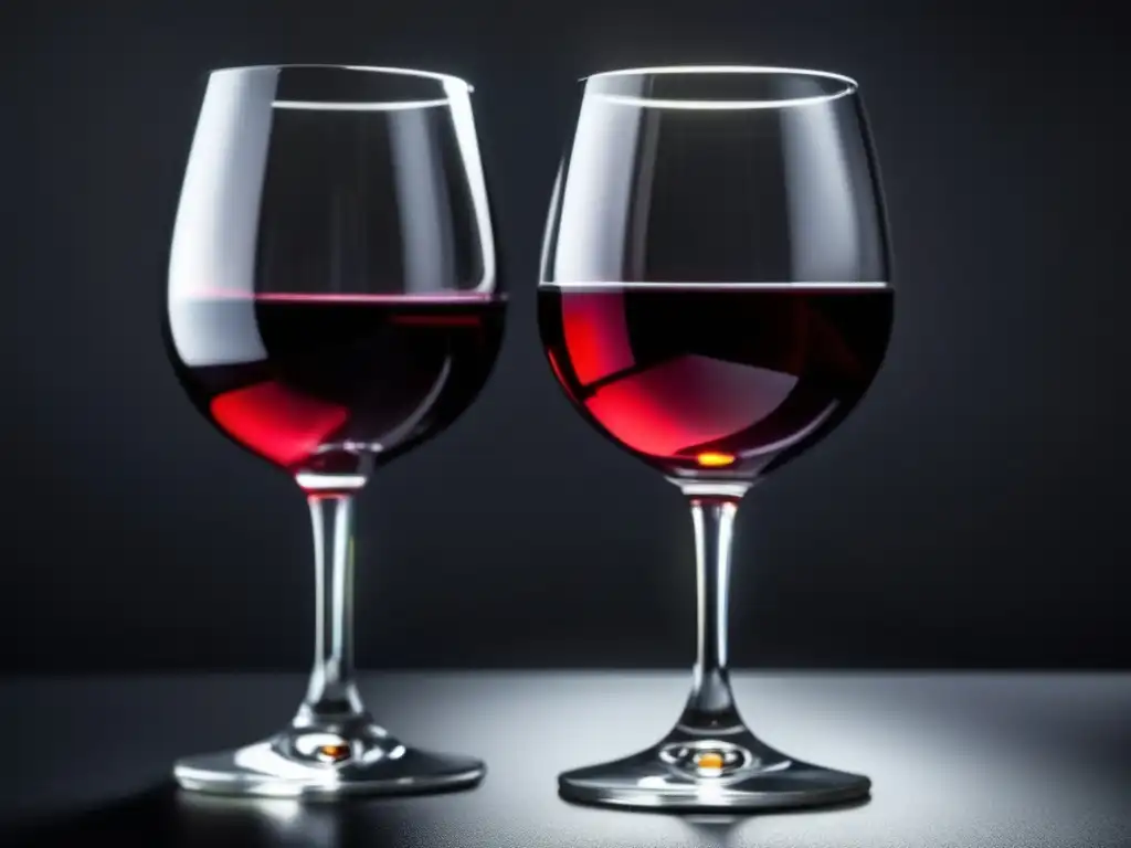 Percepciones calidadprecio vinos: copas vino rojo elegantes y sofisticadas en superficie negra