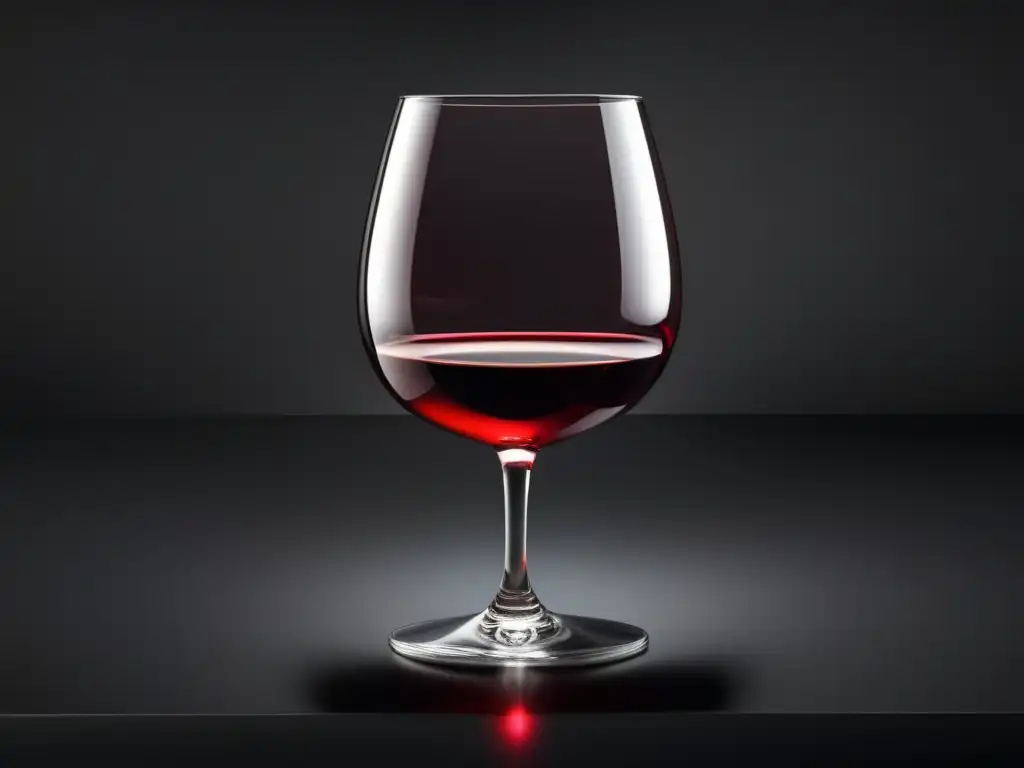 Vino tinto y pérdida de peso: copa minimalista con vino rojo intenso en superficie negra