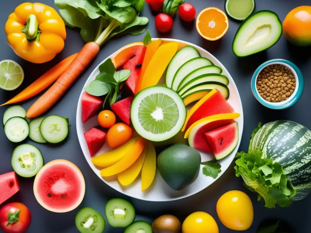 Plato colorido de frutas y verduras para la dieta Ayurvédica: Vino y dieta Ayurvédica: Posibilidades