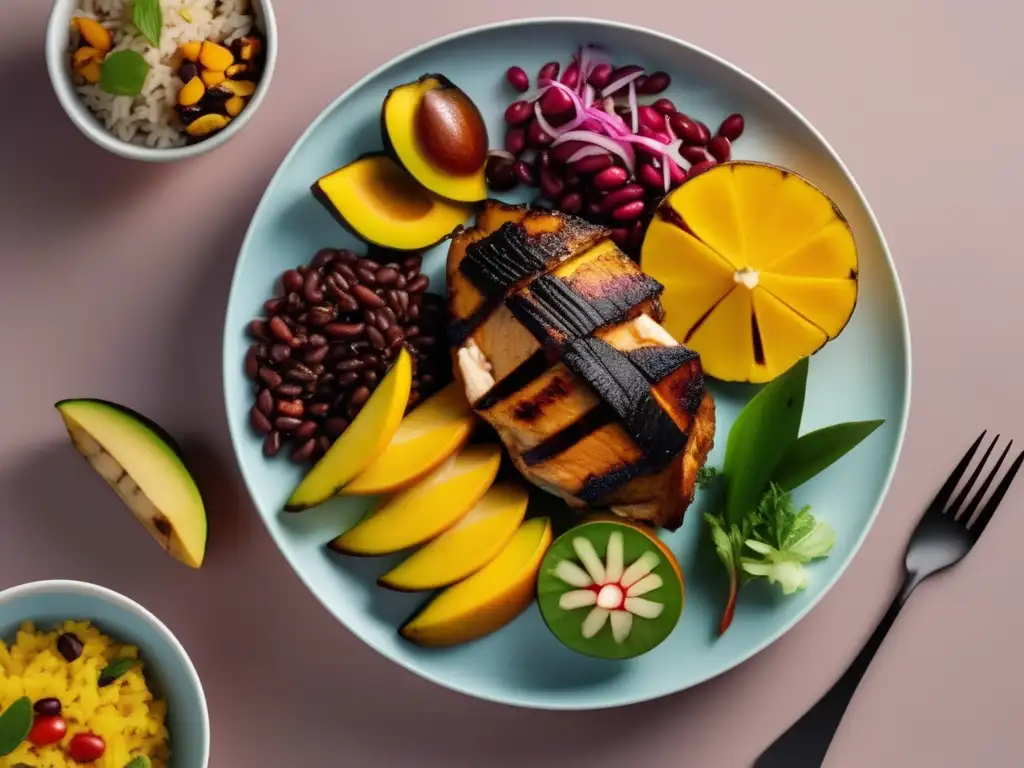 Plato de comida caribeña: sabores únicos con vinos