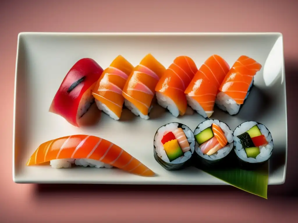 Plato de sushi exquisitamente presentado, perfecto para maridar con vinos - Vinos para maridar sushi