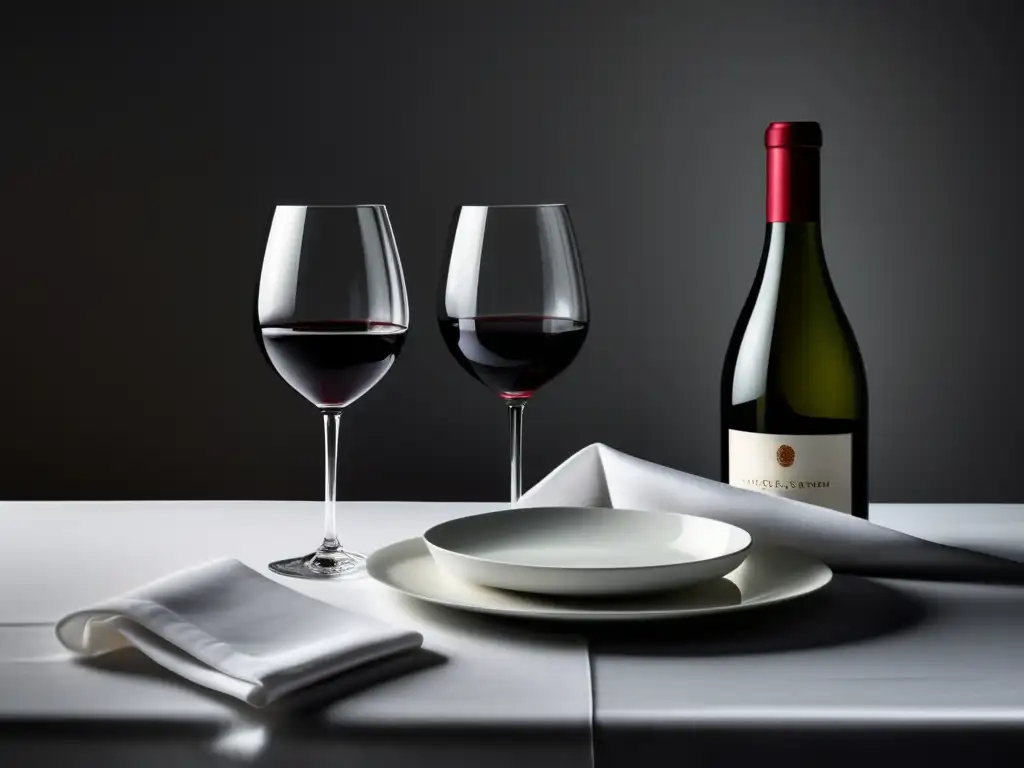 Protocolo de servicio del vino: mesa elegante con copas y vino