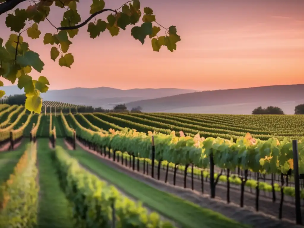 Proyectos colaborativos viticultura sostenible en viñedo al atardecer