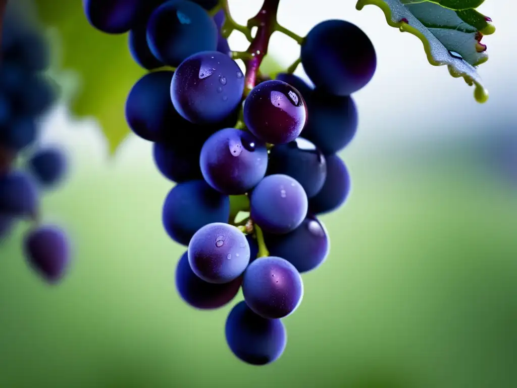 Racimo de uvas moradas con gotas de rocío, protagonistas en obra de García Lorca