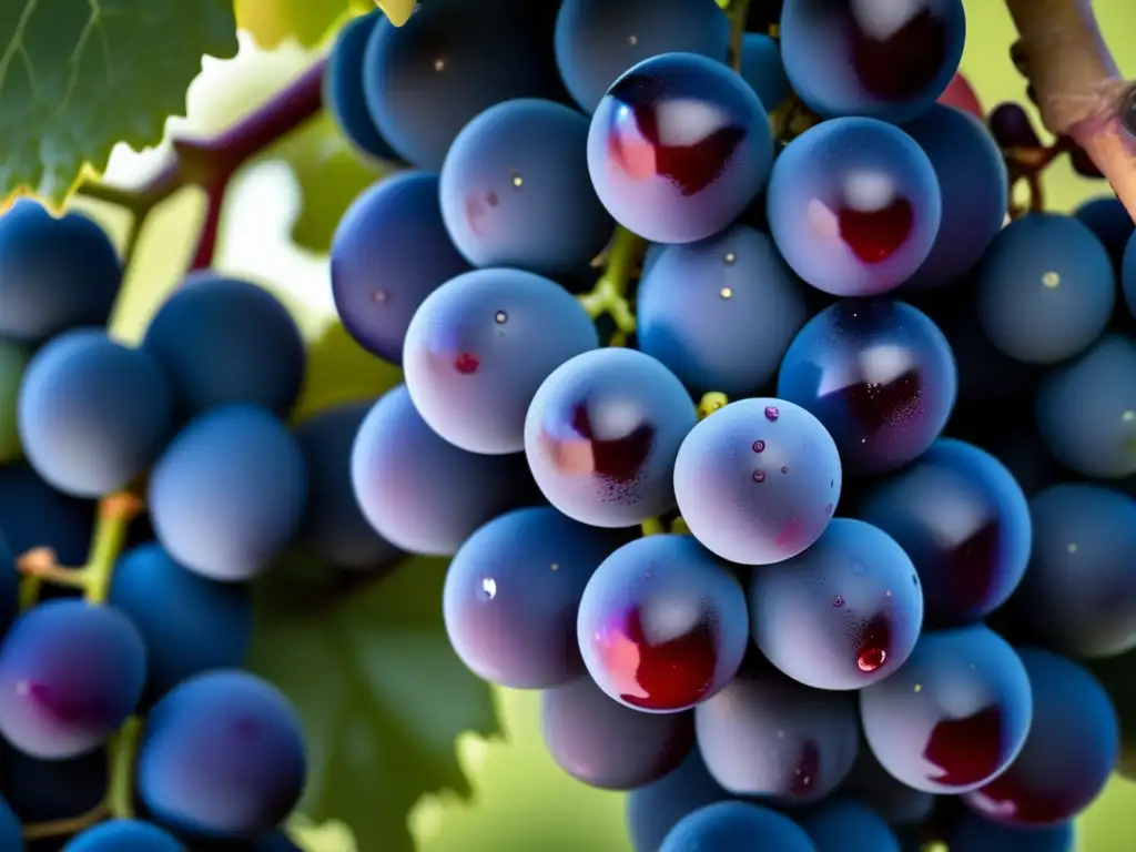 Racimo de uvas rojas maduras, destacando su color y textura