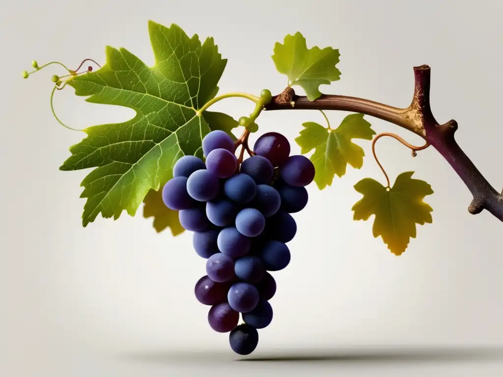 Rama de vid con uvas: Enología molecular y vinificación moderna