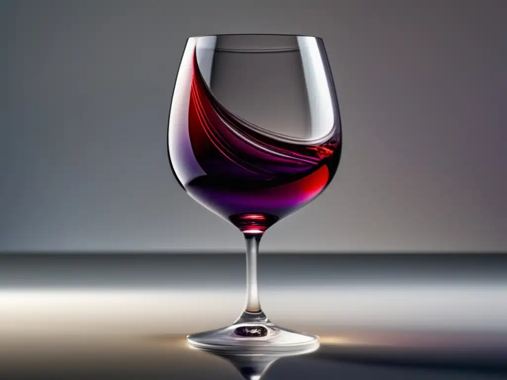 Realismo vino pintura barroca: copa vino elegante, cristal claro con reflejos dorados y líquido rojo intenso