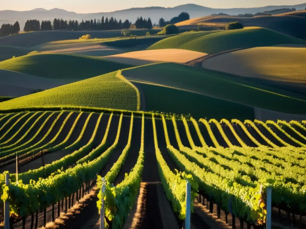 Renacimiento vino Oregon: Innovación tradición, viñedo sereno al atardecer