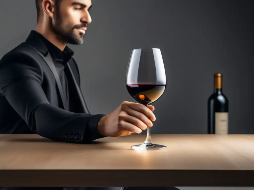 Rutina diaria catador profesional: imagen elegante y precisa de un experto en vinos