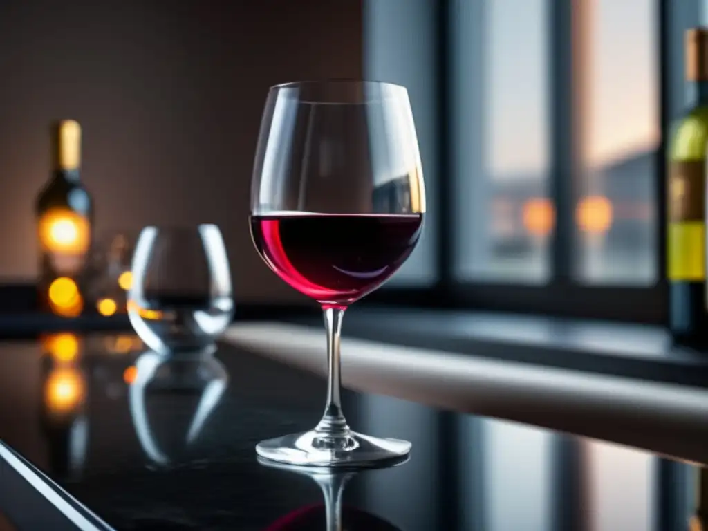 Sabores de vinos exóticos en Tailandia con un elegante vaso de vino rojo en mármol negro