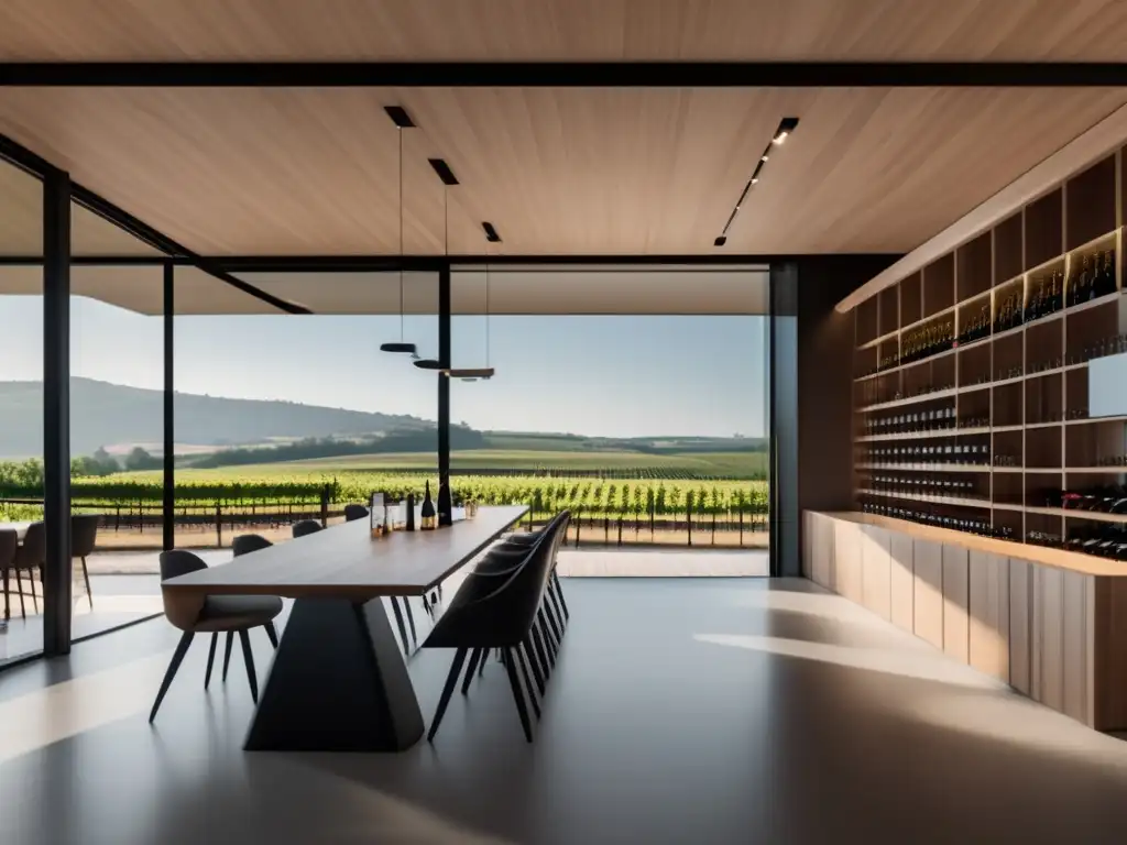 Sala de cata de vinos minimalista en Burdeos