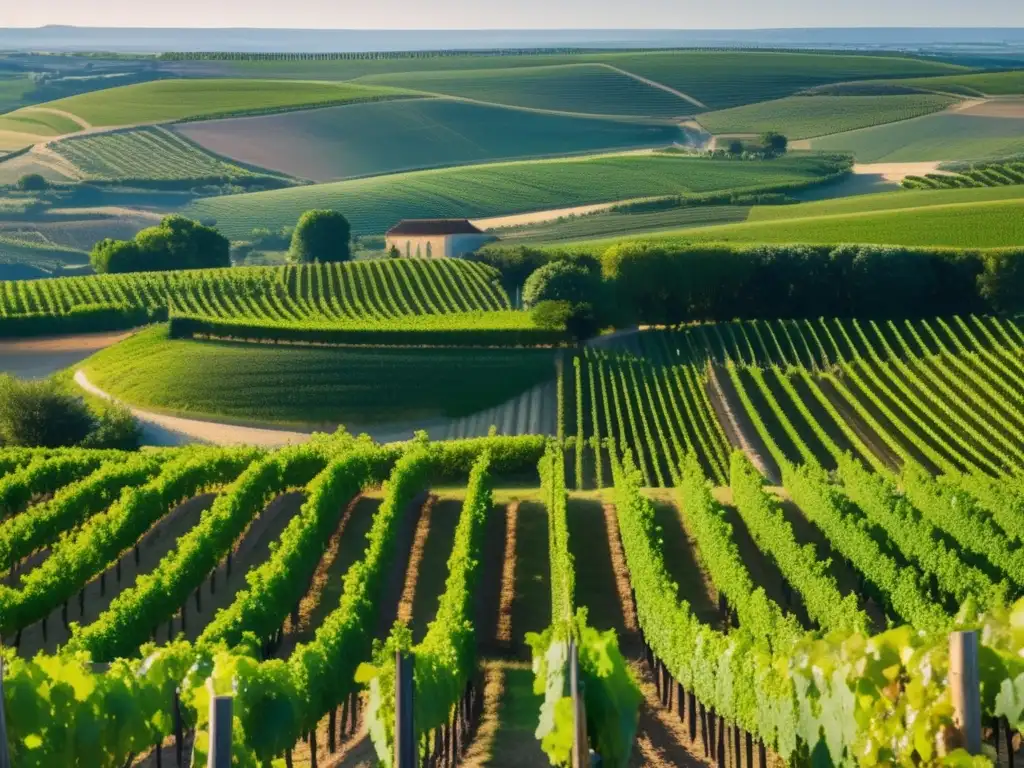 Descubre secretos Burdeos vino, paisaje encantador de viñedos en 8k con colinas verdes y luz cálida