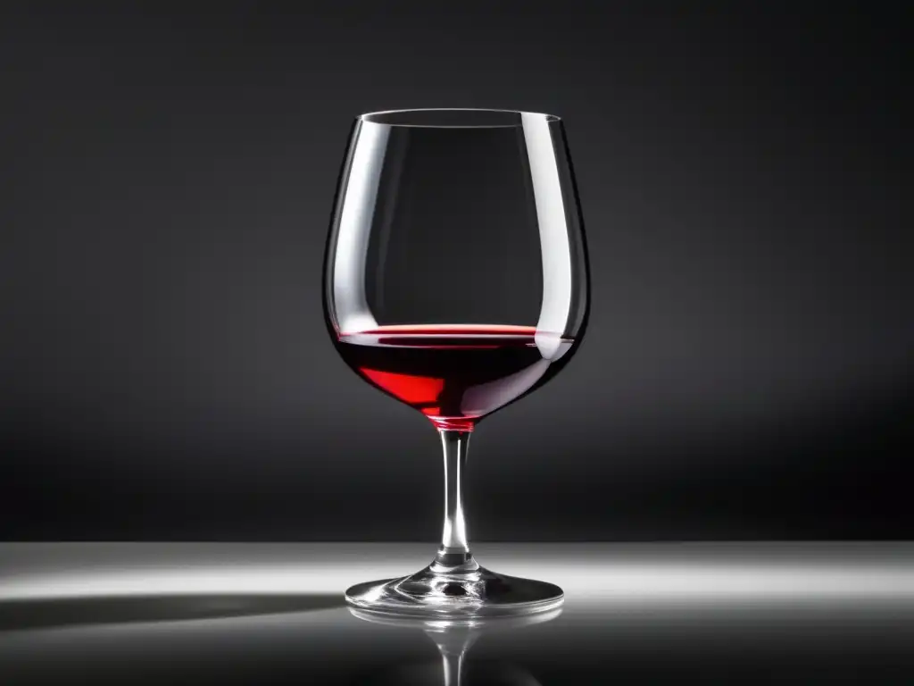 Selección de vino Michelin para restaurantes: copa elegante y minimalista con vino tinto intenso en fondo negro