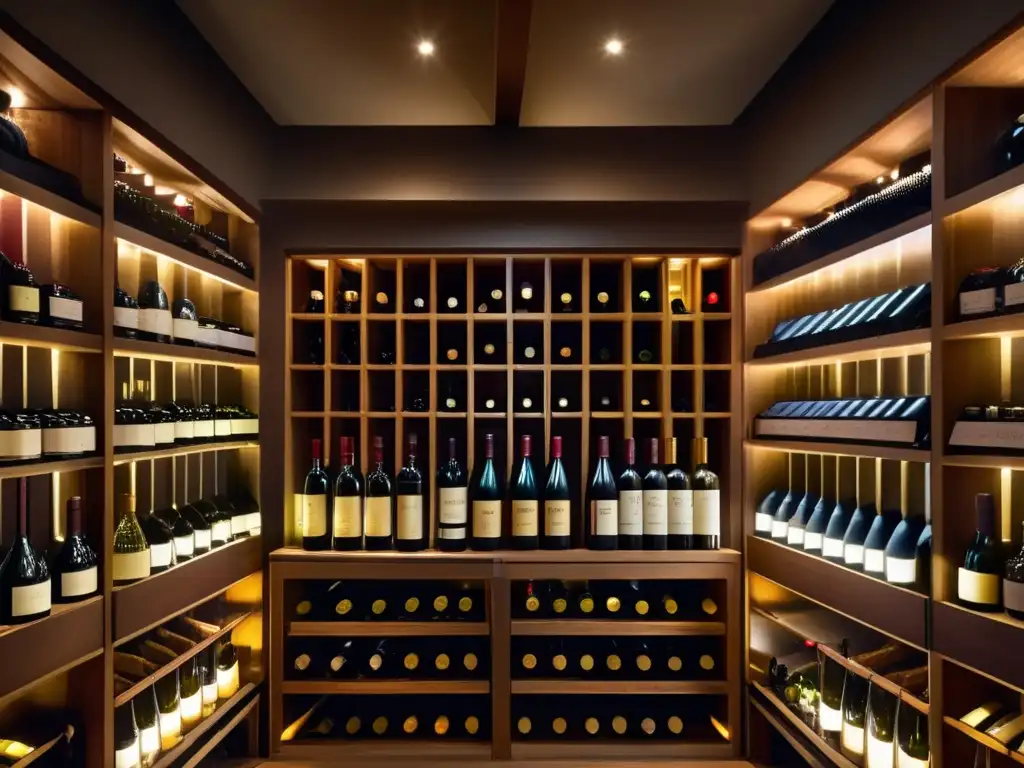 Wine cellar showcasing a well-organized selection of wines - Protocolo de servicio del vino