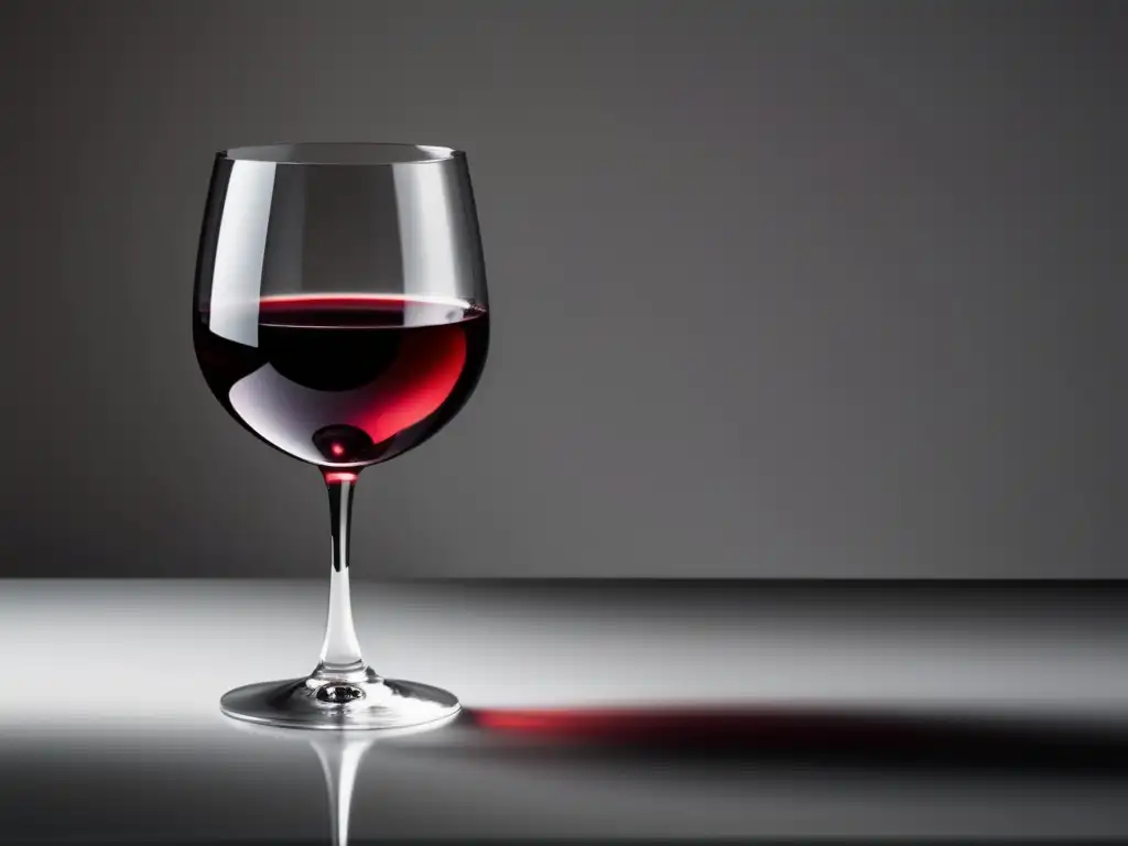 Significado de los colores del vino: elegante copa de vino rojo en fondo blanco