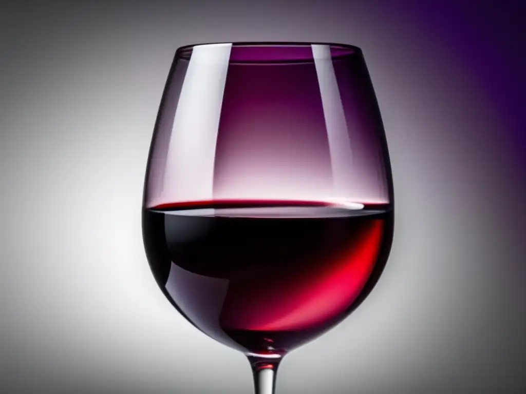 Significado colores vino: copa roja con vino intenso en fondo blanco, resaltando tonos rubí, granate y púrpura, transparencia y complejidad