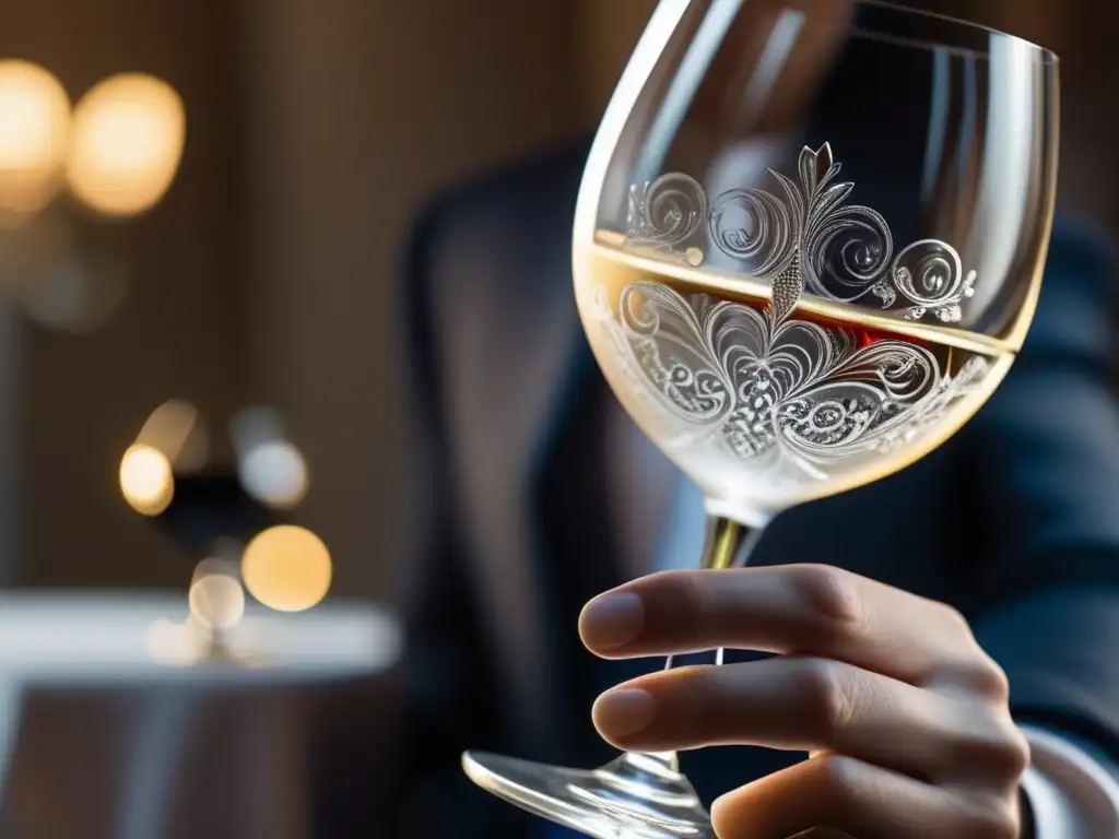 Sommelier experto en vinos históricos con elegante copa