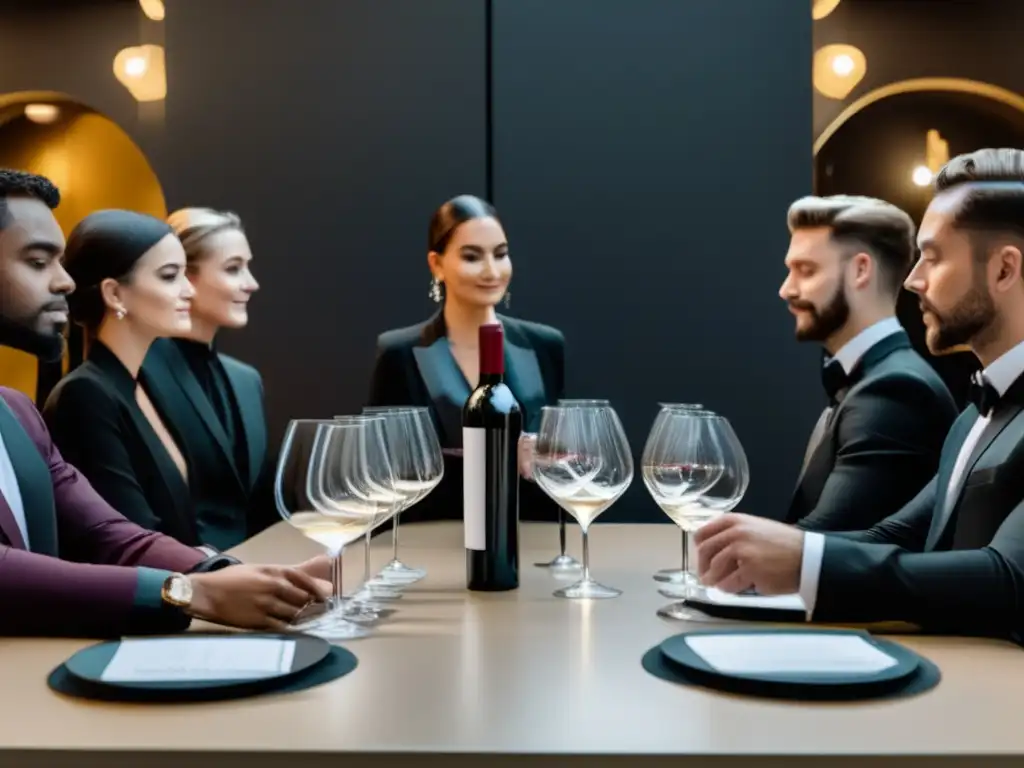 Sommeliers jóvenes redefiniendo el gusto vinícola en una elegante mesa de cata de vinos