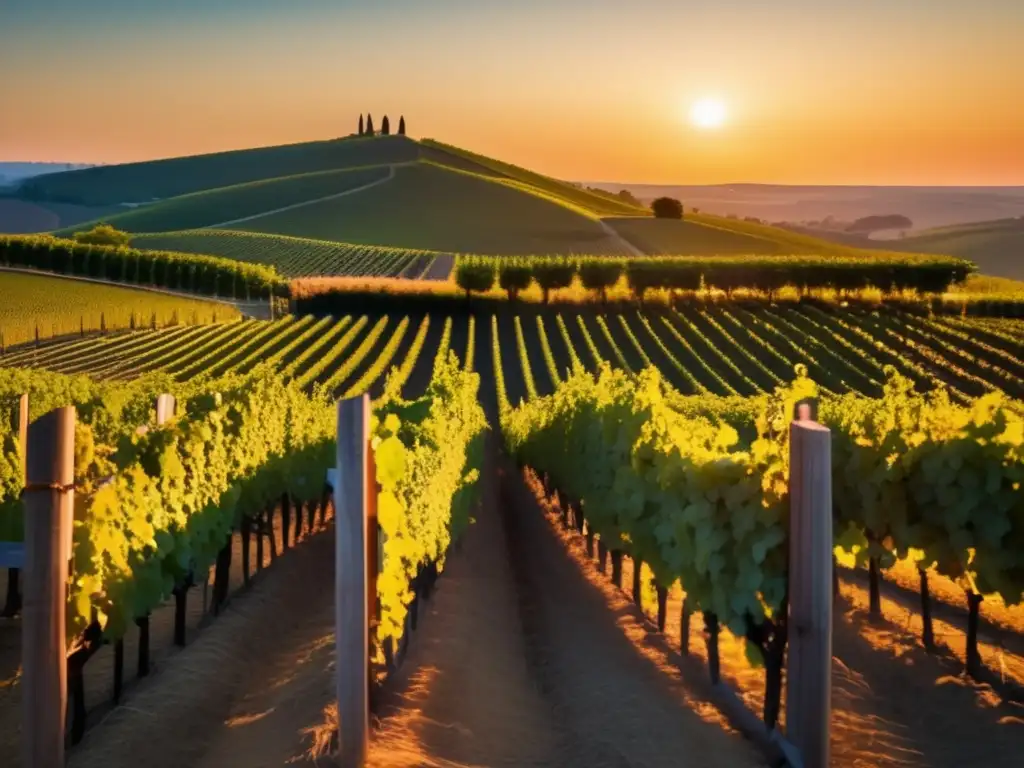 Vineyard at sunset: belleza encantadora de un viñedo al atardecer - Beneficios de los vinos orgánicos