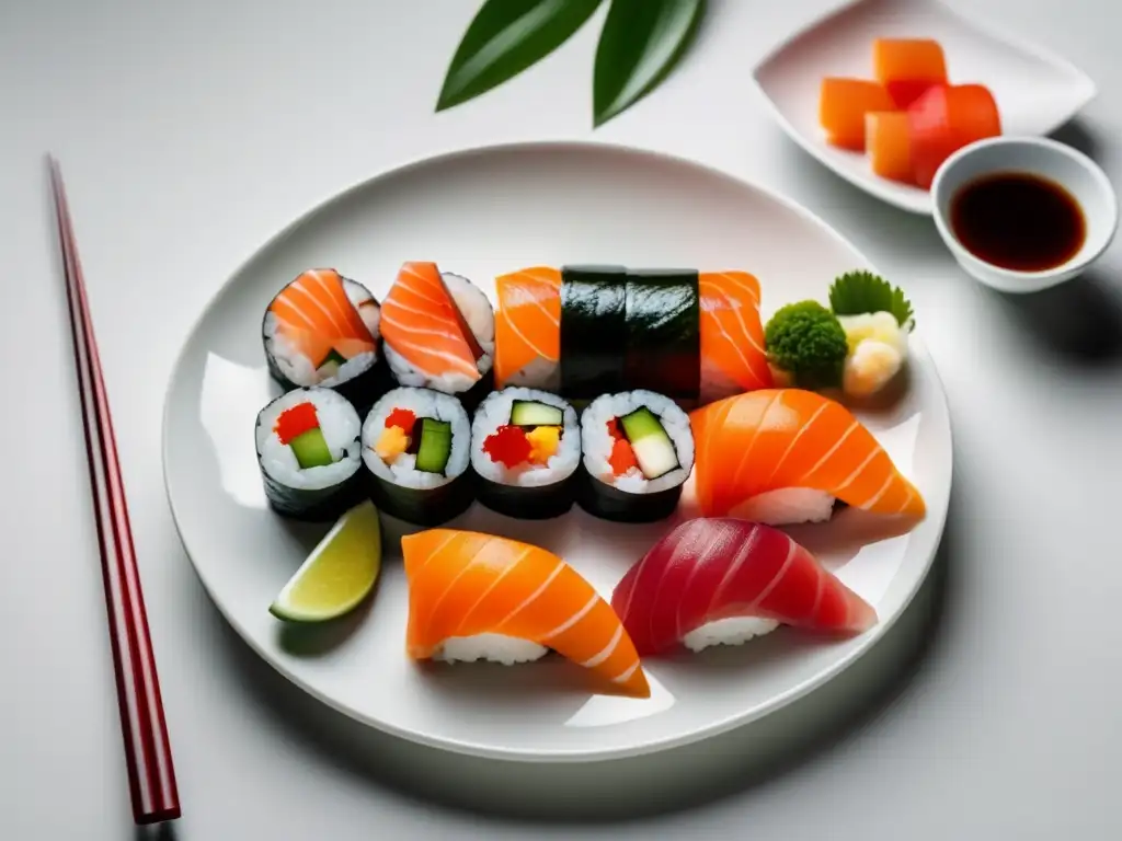 Sushi variado en plato blanco - Vinos para maridar sushi