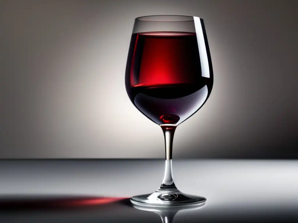 Técnicas de comunicación del sommelier: Vino tinto en copa minimalista, resaltando colores y texturas