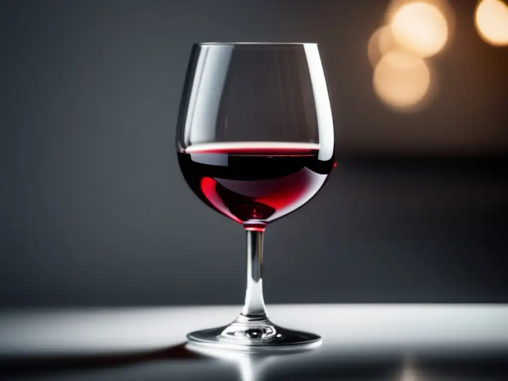 Técnicas de guarda y maduración de vinos - Imagen minimalista de una copa de vino tinto en una superficie blanca