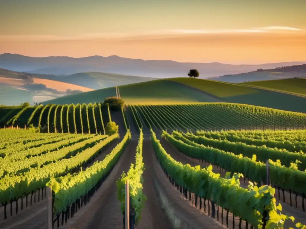 Técnicas de vendimia optimizadas en hermoso viñedo al atardecer