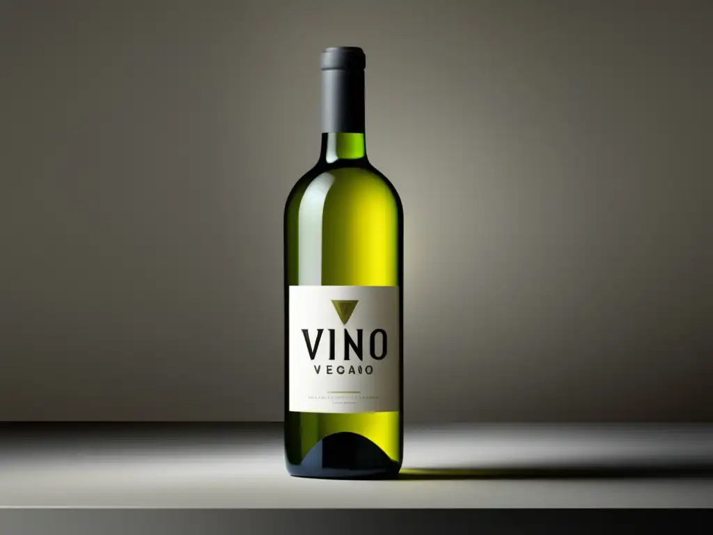 Técnicas vinificación vinos veganos: Vino Vegano elegante y sofisticado, con etiqueta limpia y moderna