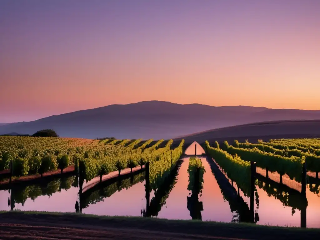 Tendencia enólogas vinos naturales en viñedo al atardecer