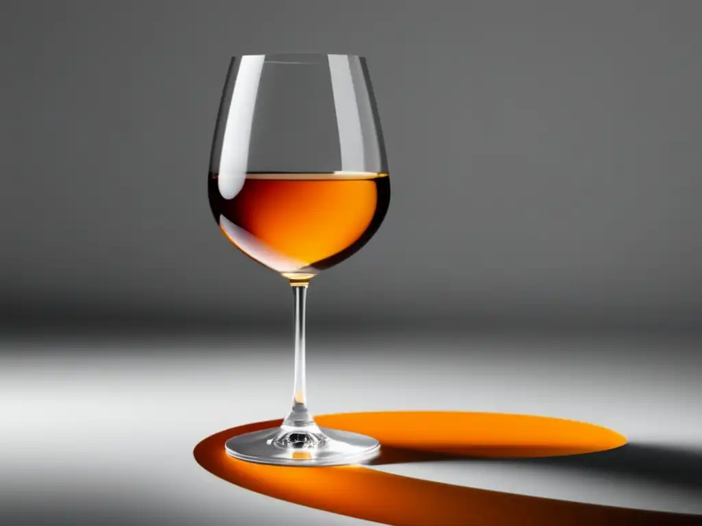 Tendencia producción vinos naranja: imagen minimalista de copa de vino naranja, elegante y audaz