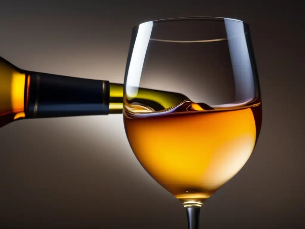 Tendencia vinos naranja: copa elegante y vibrante con líquido ámbar, apricot y oro, en mano con uñas impecables